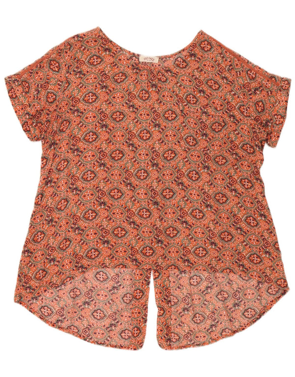 Fat Face Womens Asymmetric Blouse Top UK 14 Medium Orange Paisley Viscose