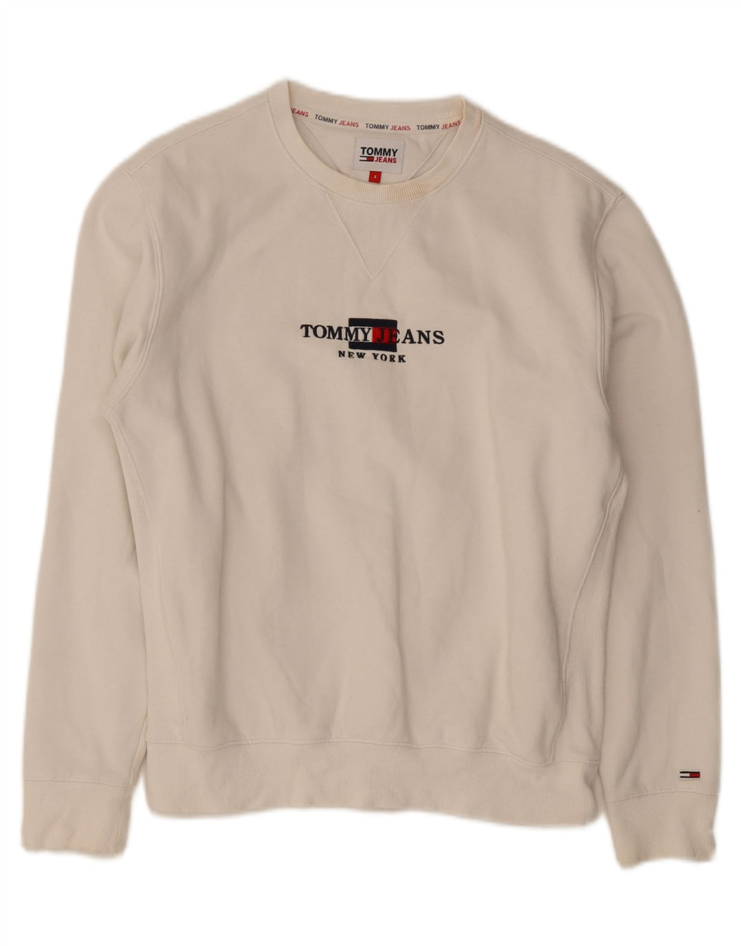 Tommy Hilfiger Felpa grafica da uomo Maglione piccolo cotone bianco