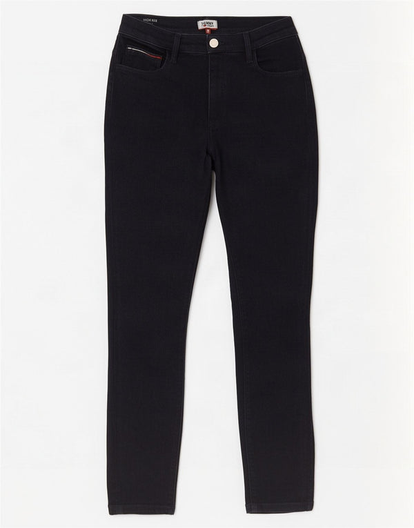 Jeans skinny a vita alta da donna Tommy Hilfiger W30 L30 cotone blu navy