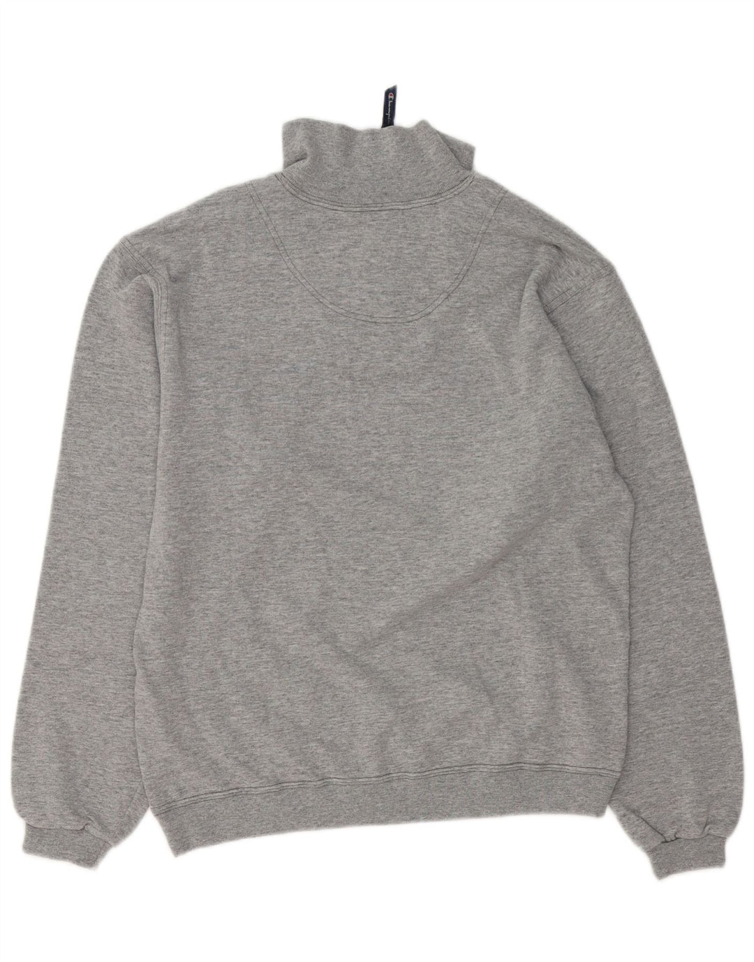 Felpa Champion da uomo con collo con zip, maglione piccolo, cotone chiazzato grigio