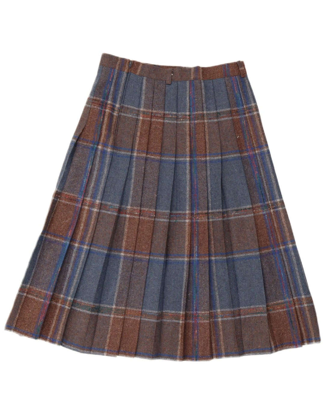 Gonna a pieghe vintage da donna a pieghe W28 a quadri multicolore medio