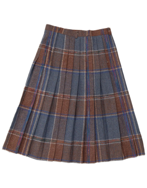 Gonna a pieghe vintage da donna a pieghe W28 a quadri multicolore medio