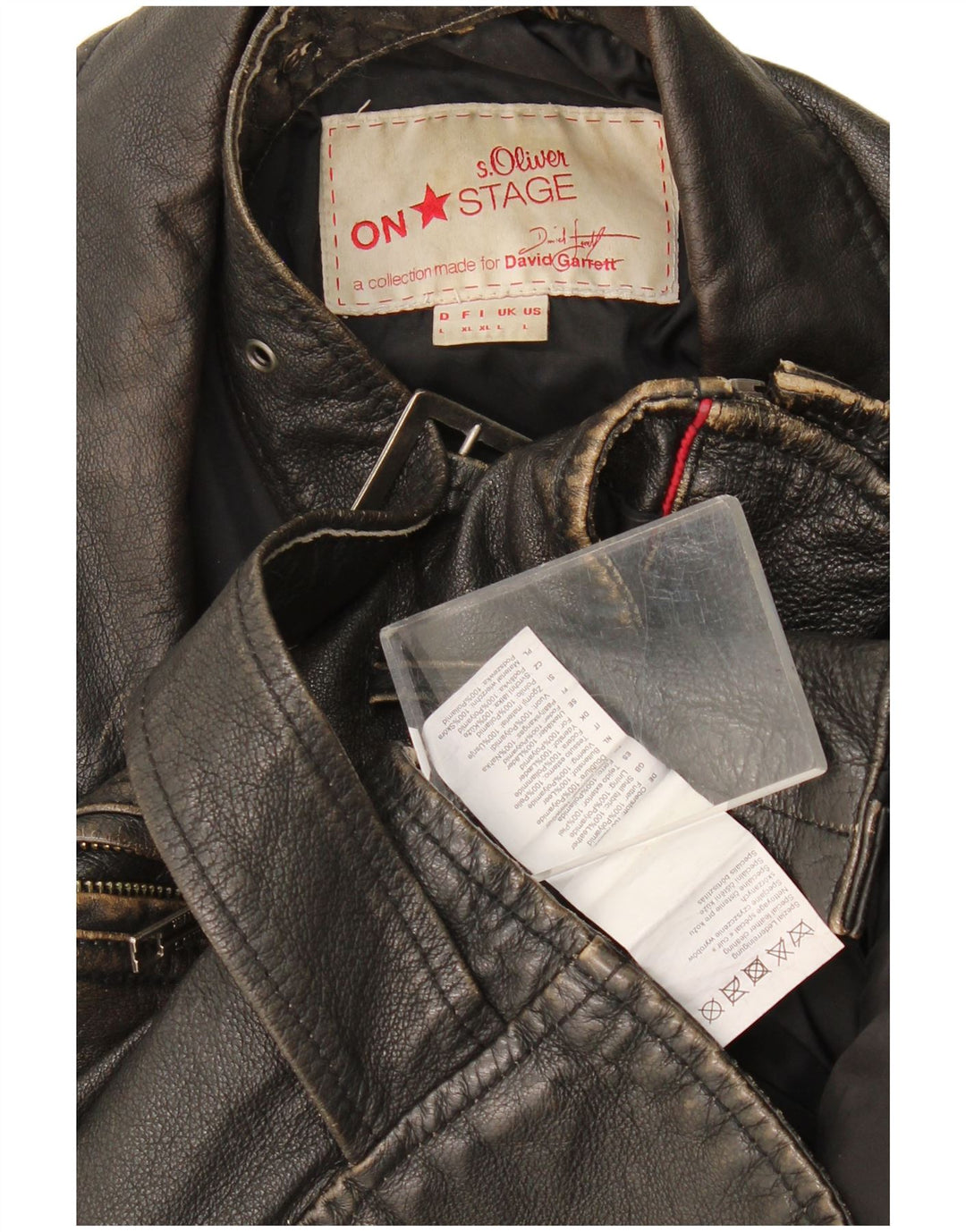Giacca da motociclista in pelle da uomo S.Oliver UK 40 Large in pelle nera