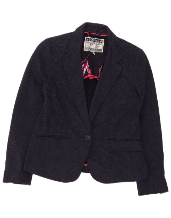 Giacca blazer da donna a 1 bottone Joules UK 14 grande blu navy a spina di pesce