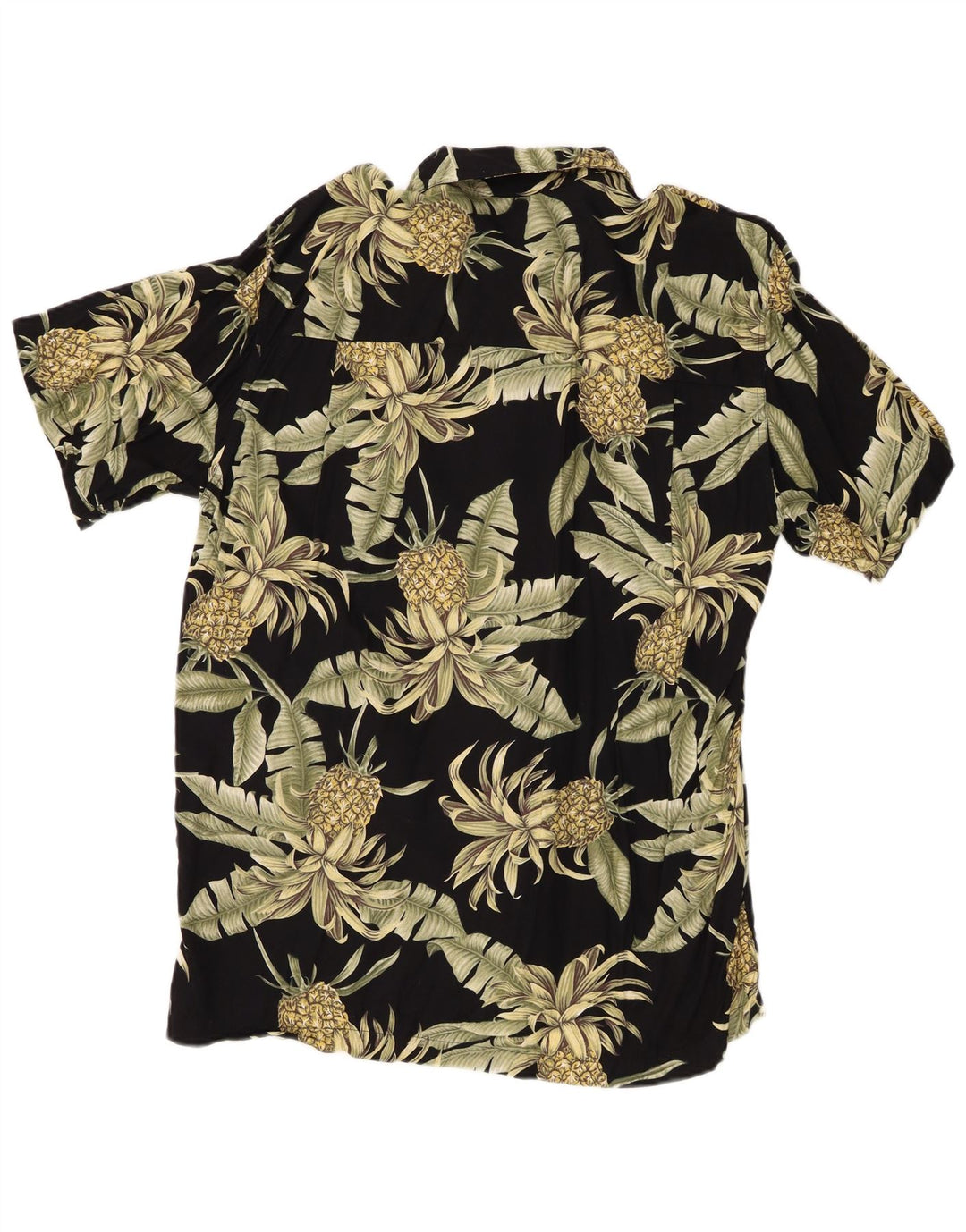 Camicia a maniche corte da uomo Karmakula con motivo astratto, viscosa nera media
