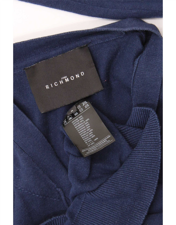 Maglione cardigan da uomo Richmond piccolo in cotone blu navy