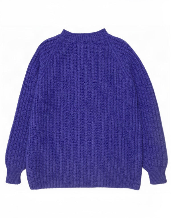 Maglione maglione vintage da uomo con collo dolcevita blu medio