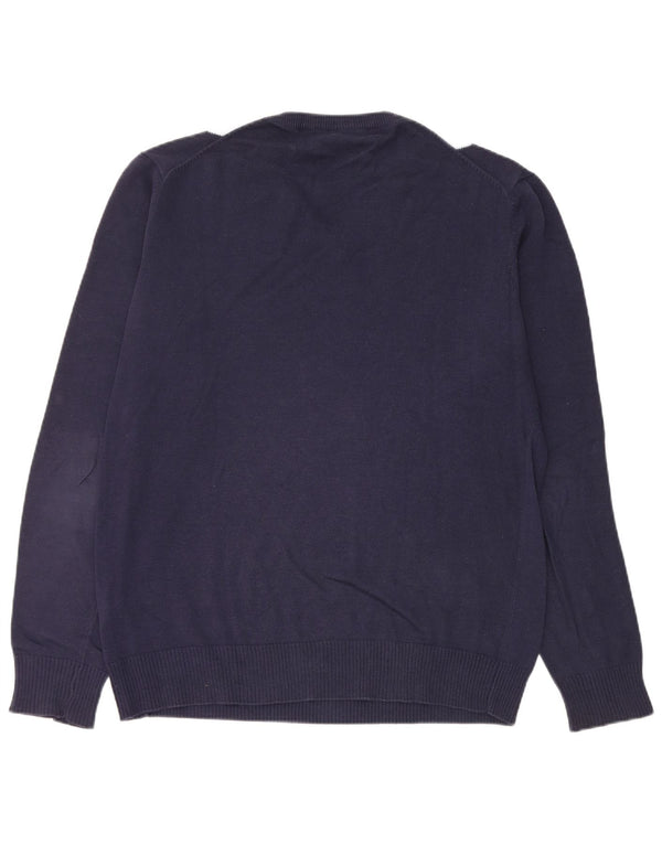 Maglione da uomo con scollo a V Lotto XL blu navy a rombi/cotone diamante
