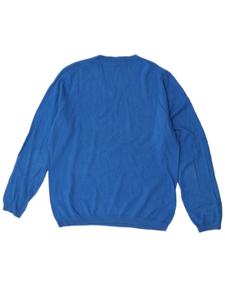 Maglione maglione con scollo a V da uomo Sun68 grande cotone blu