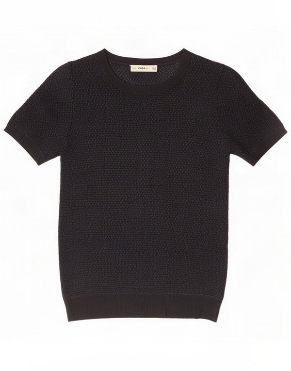 Maglione maglione girocollo da donna Zara UK 12 medio nero maculato