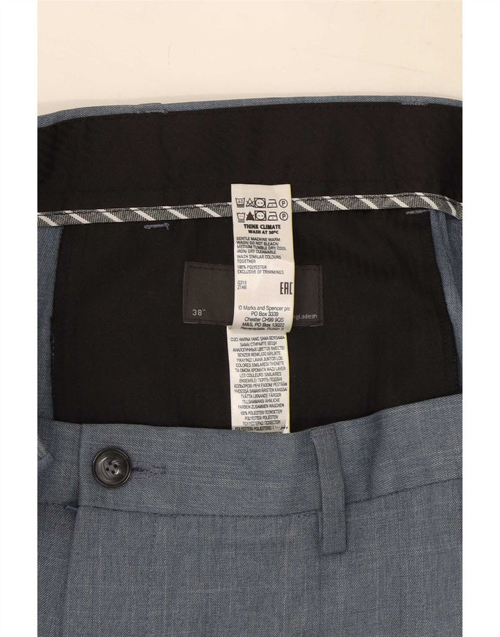 Pantaloni chino regolari da uomo Marks & Spencer W38 L33 poliestere blu