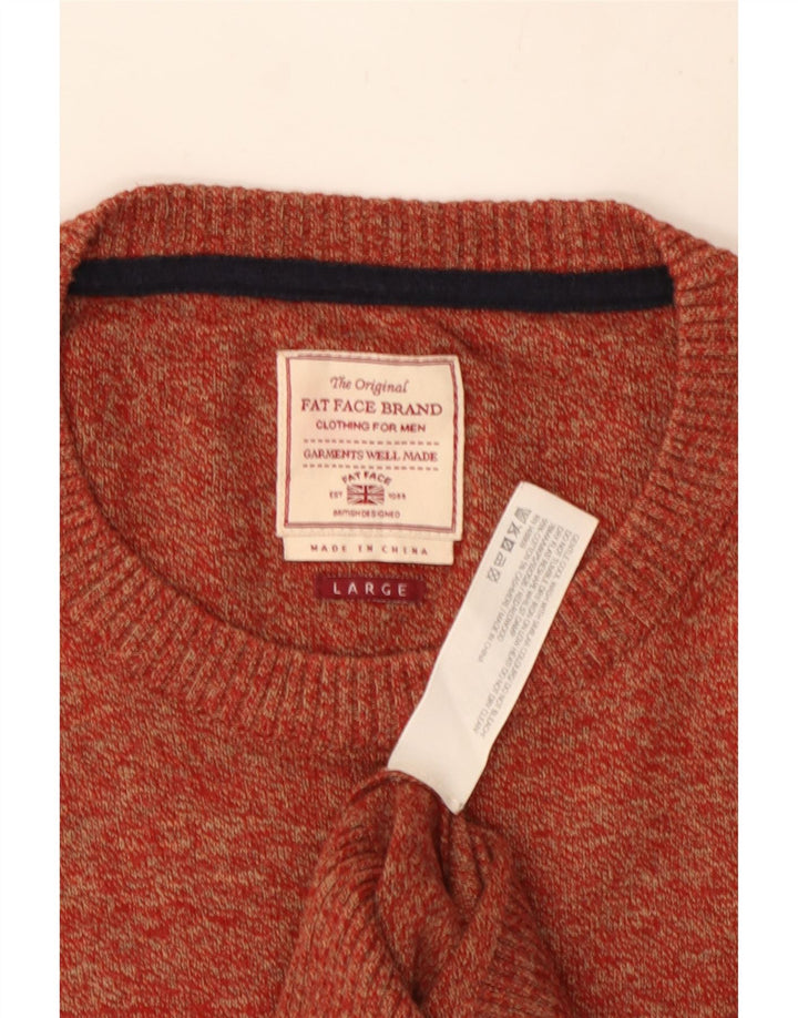 Maglione girocollo da uomo Fat Face, grande cotone chiazzato rosso