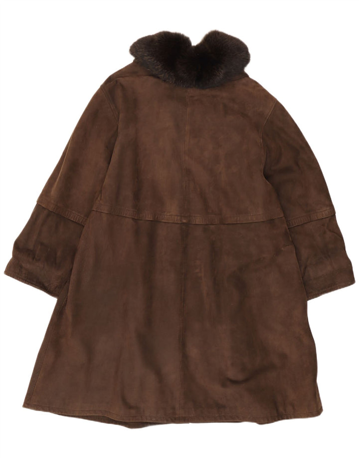 Cappotto in pelle da donna vintage IT 44 in pelle marrone medio