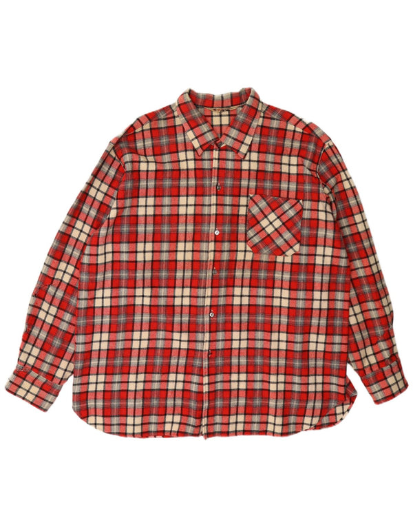 Camicia vintage da uomo in flanella XL in lana a quadri rossi