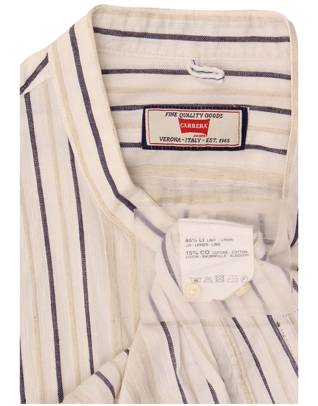 Camicia Carrera da uomo con vestibilità regolare, lino a righe bianche di grandi dimensioni