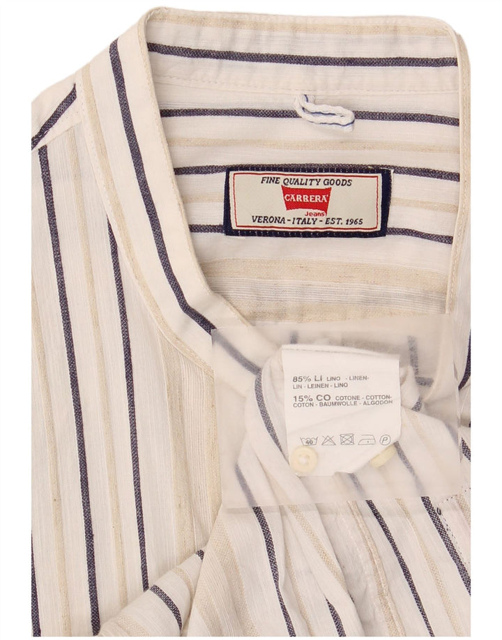 Camicia Carrera da uomo con vestibilità regolare, lino a righe bianche di grandi dimensioni