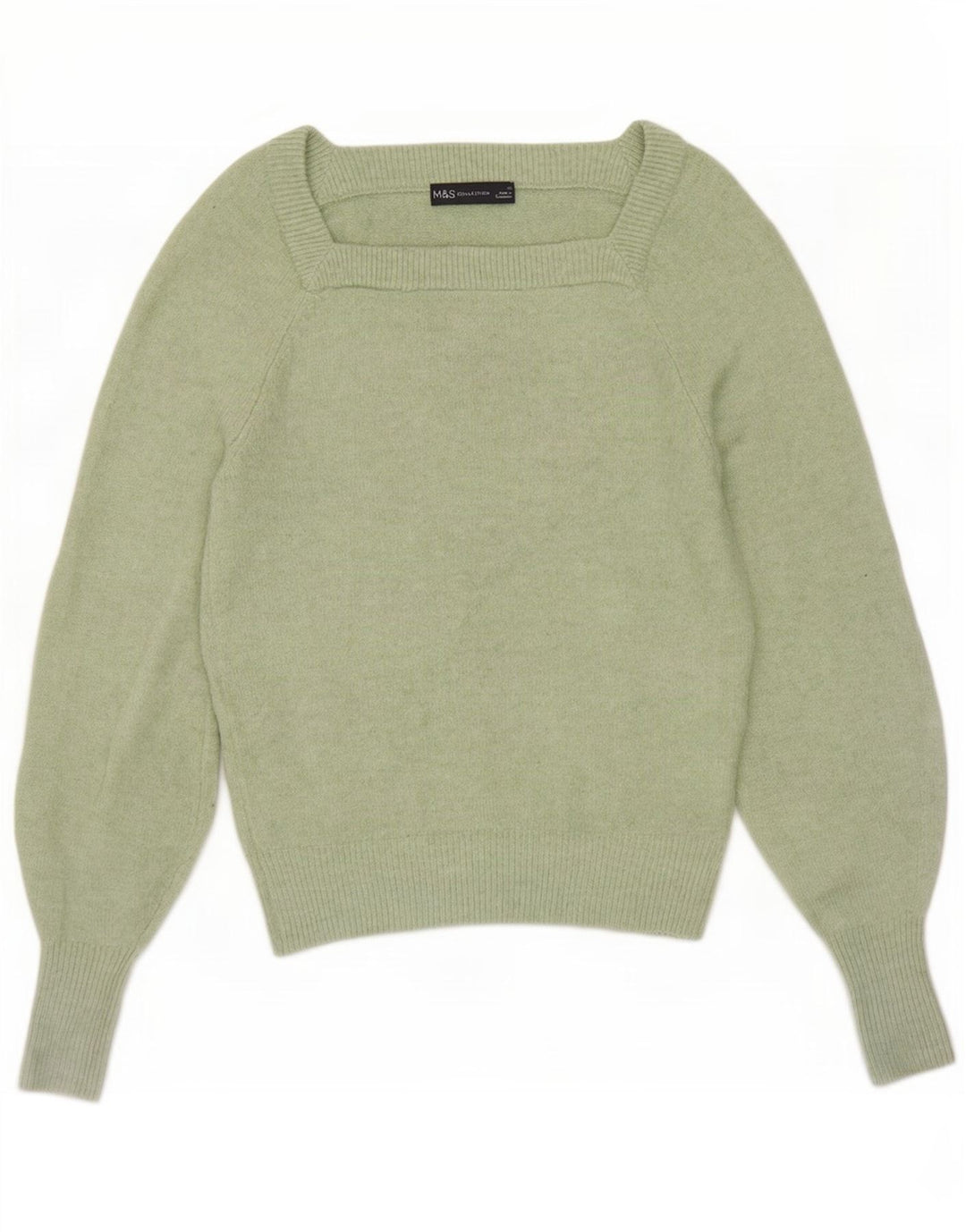 Maglione maglione con scollo a barca da donna Marks & Spencer UK 6 XS poliestere verde