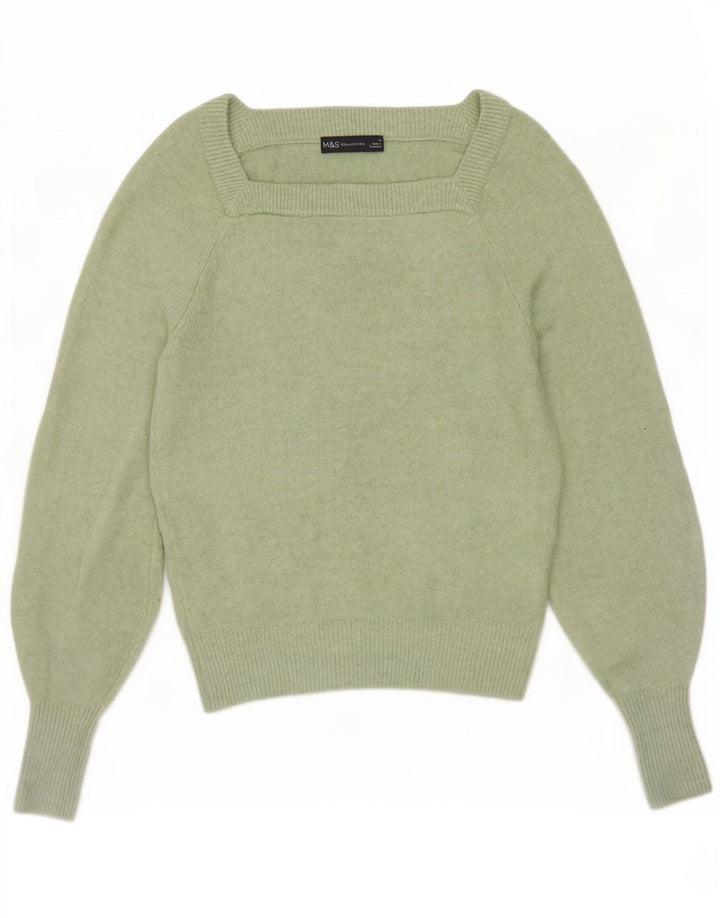 Maglione maglione con scollo a barca da donna Marks & Spencer UK 6 XS poliestere verde