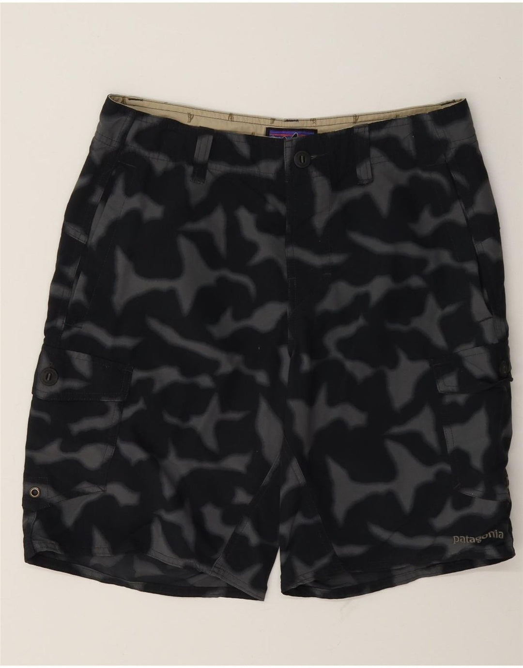Pantaloncini cargo da uomo Patagonia W30 nylon mimetico nero medio