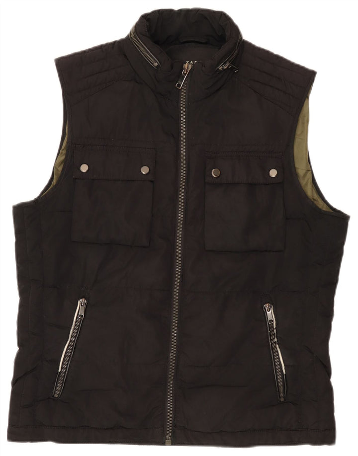 Gilet pratico con cappuccio da donna Zara UK 16 grande poliestere nero