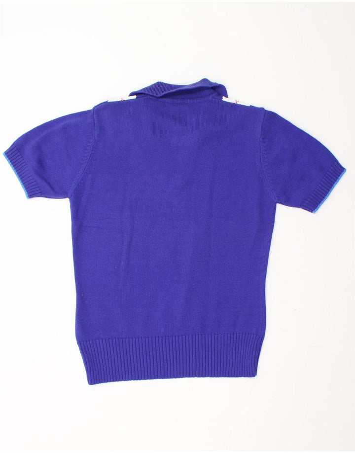 TULCHAN Womens Polo Neck Jumper Sweater UK 14 Medium Blue Argyle/Diamond Vintage Tulchan and Second-Hand Tulchan from Messina Hembry 