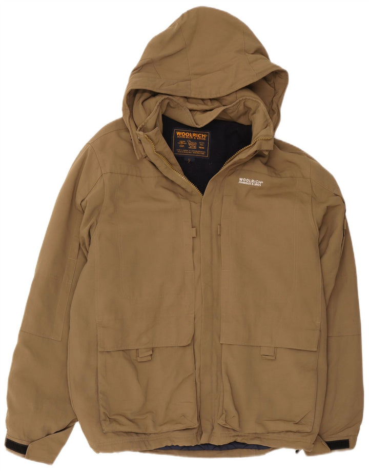 Giacca a vento con cappuccio da uomo Woolrich UK 40 Large Khaki Nylon