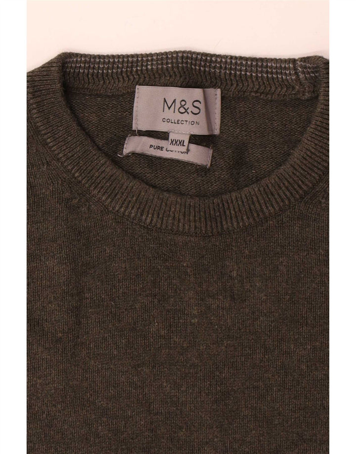 Maglione maglione girocollo da uomo Marks & Spencer 3XL cotone kaki