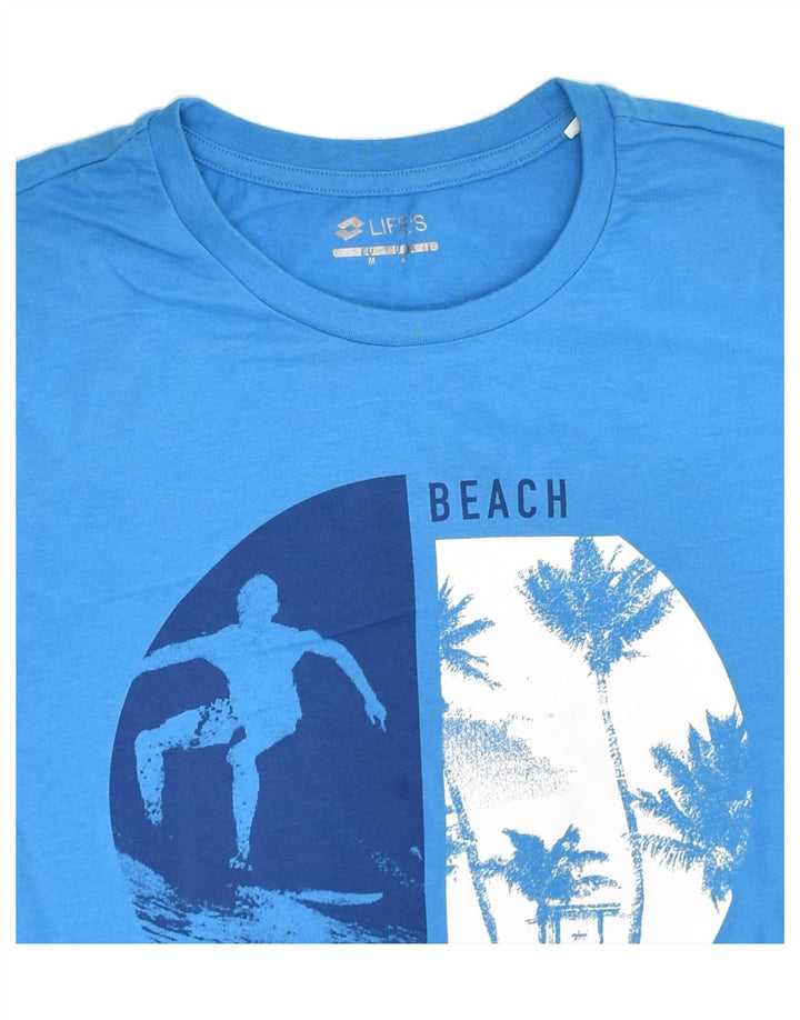 LOTTO Mens Graphic T-Shirt Top Medium Blue Cotton | Vintage Lotto | Thrift | Second-Hand Lotto | Used Clothing | Messina Hembry 