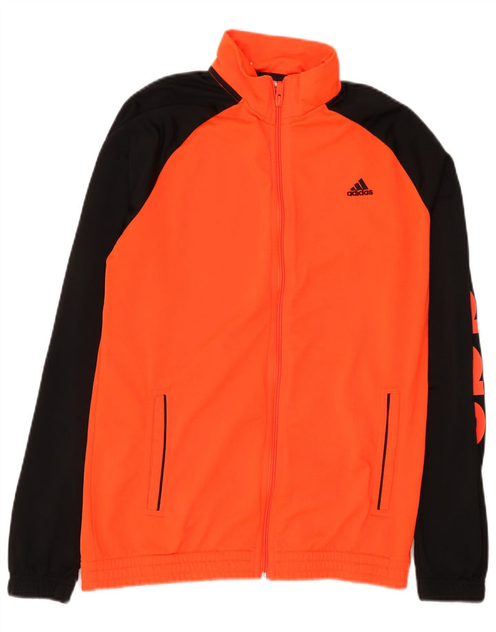 Giacca da ginnastica grafica da ragazzo Adidas 15-16 anni color block arancione