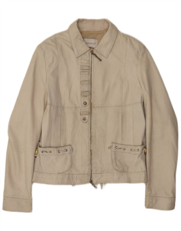 Giacca in pelle da donna Kor@Kor IT 48 XL Pelle bianco sporco