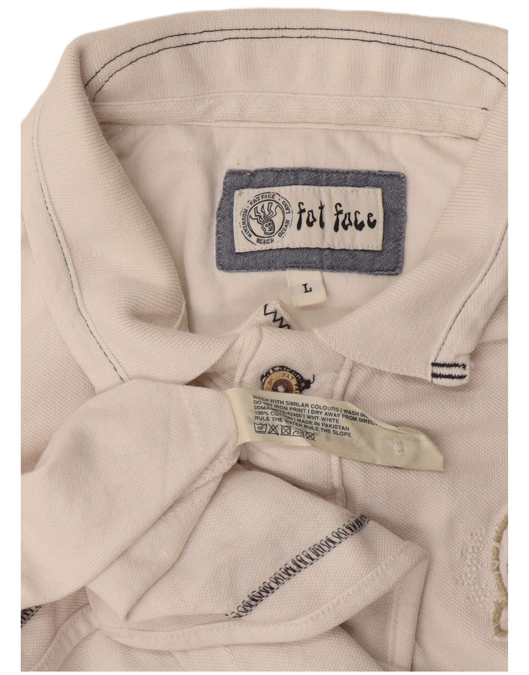 Polo grafica da uomo Fat Face grande in cotone bianco