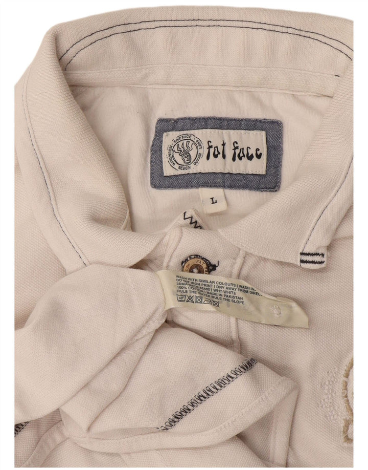 Polo grafica da uomo Fat Face grande in cotone bianco