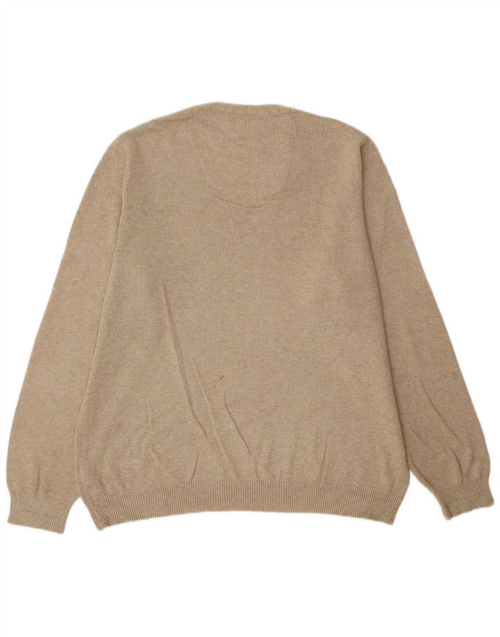 Maglione da uomo Marks & Spencer vestibilità regolare con scollo a V, grande cotone beige