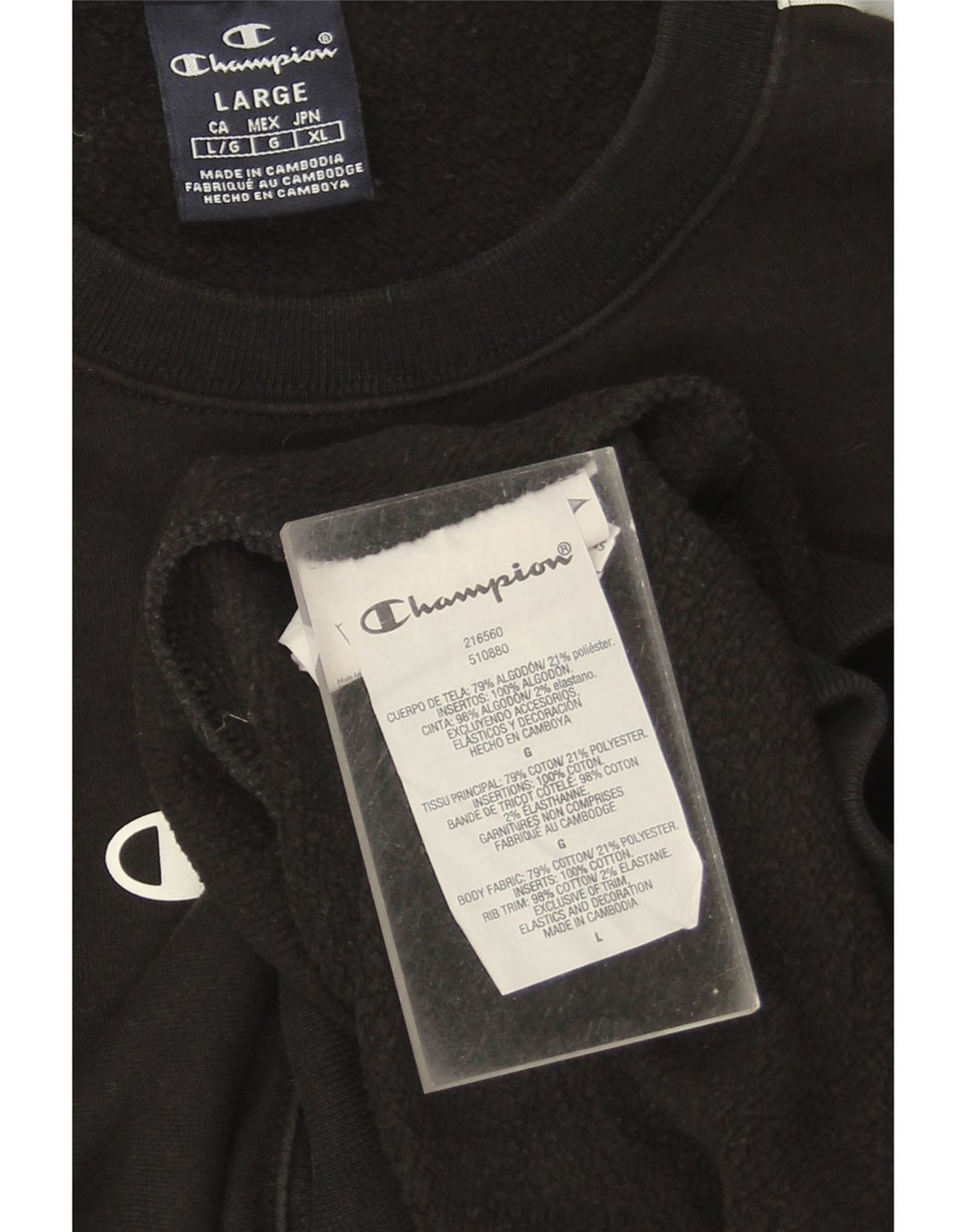 CHAMPION Felpa grafica da uomo Maglione grande cotone nero