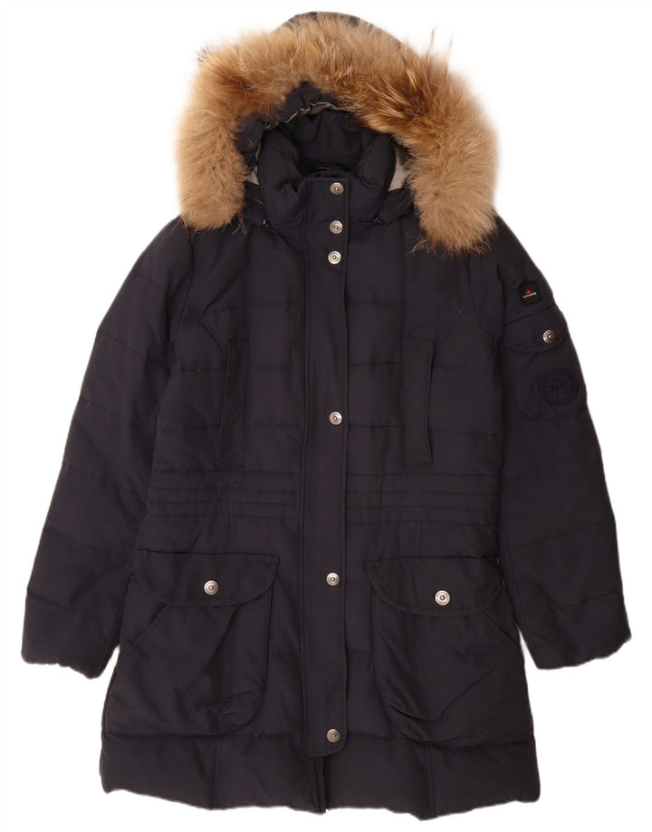 Cappotto imbottito con cappuccio da donna Canadiens IT 46 Large in cotone blu navy