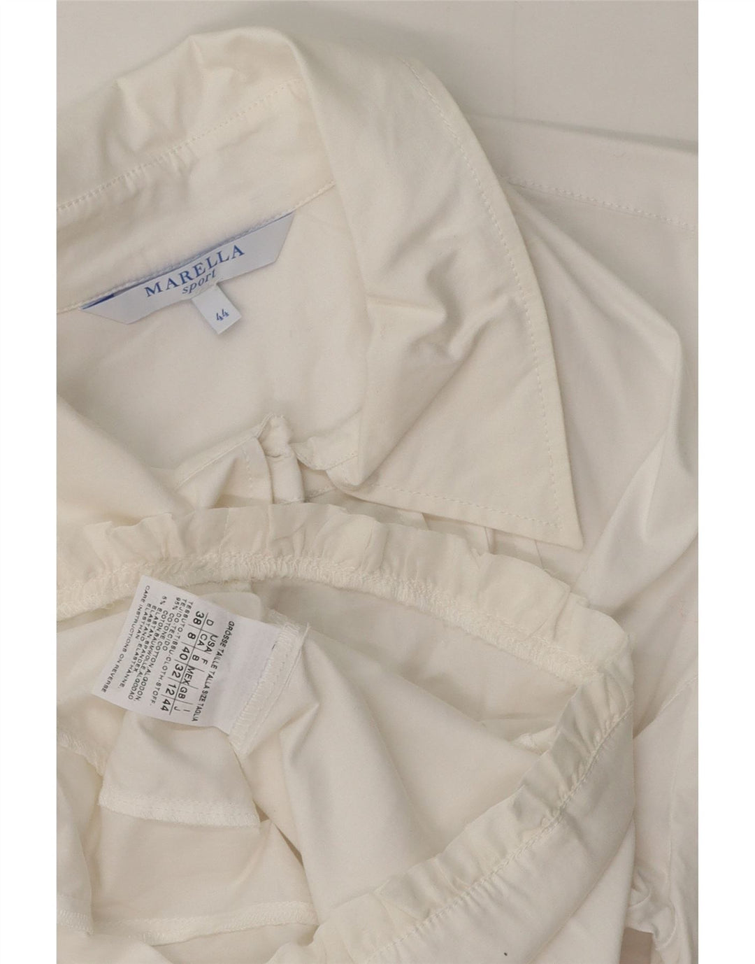 MARELLA Womens Short Sleeve Shirt Blouse UK 12 Medium White Cotton