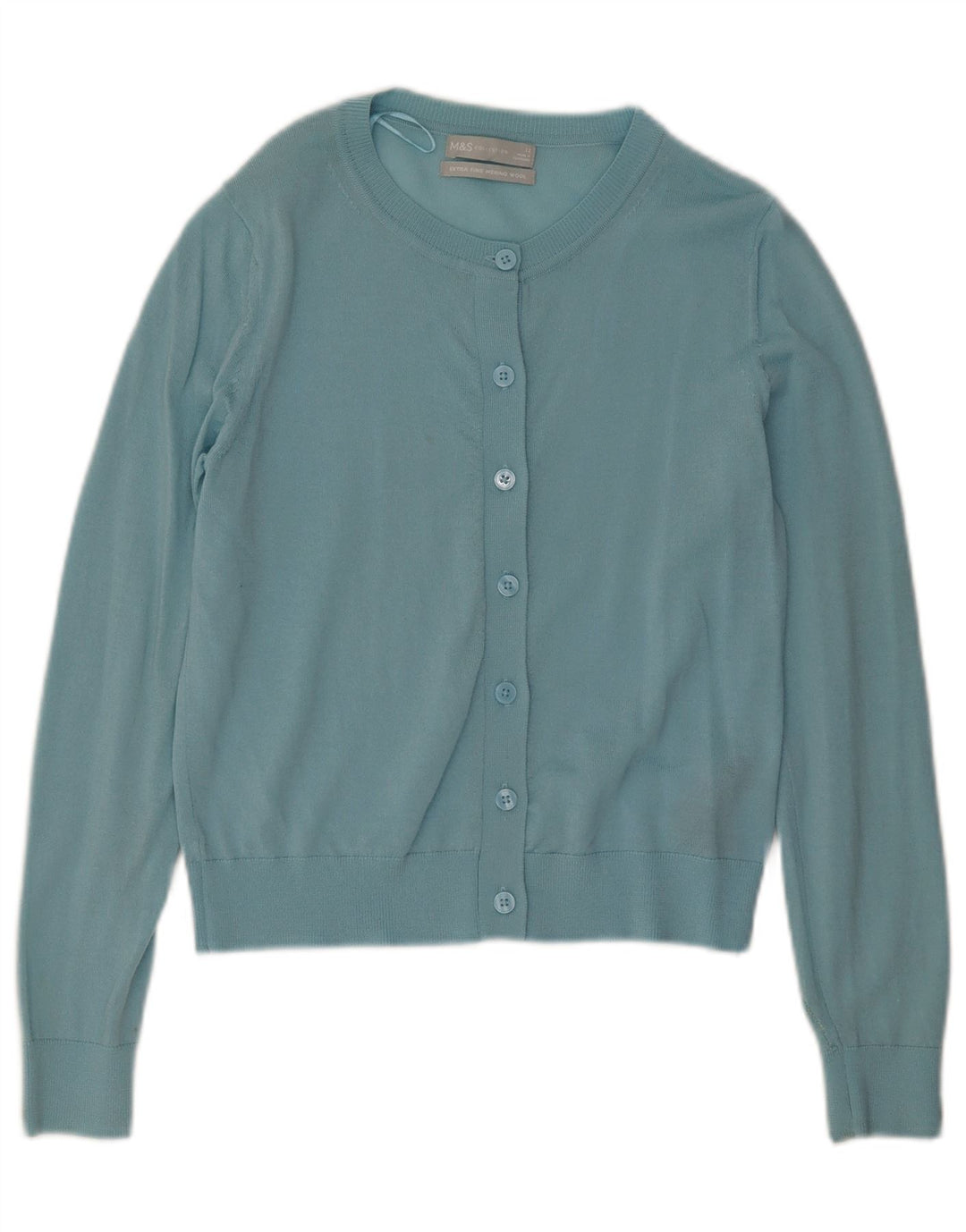 Maglione cardigan da donna Marks & Spencer UK 12 Lana merino turchese medio