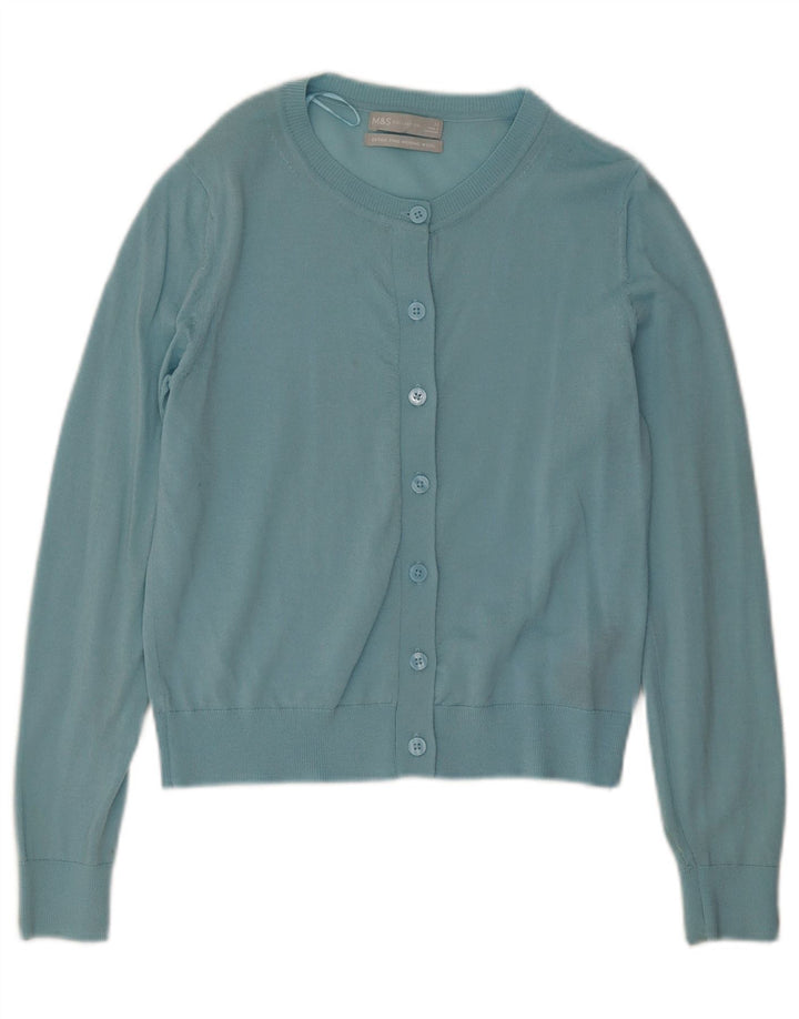 Maglione cardigan da donna Marks & Spencer UK 12 Lana merino turchese medio