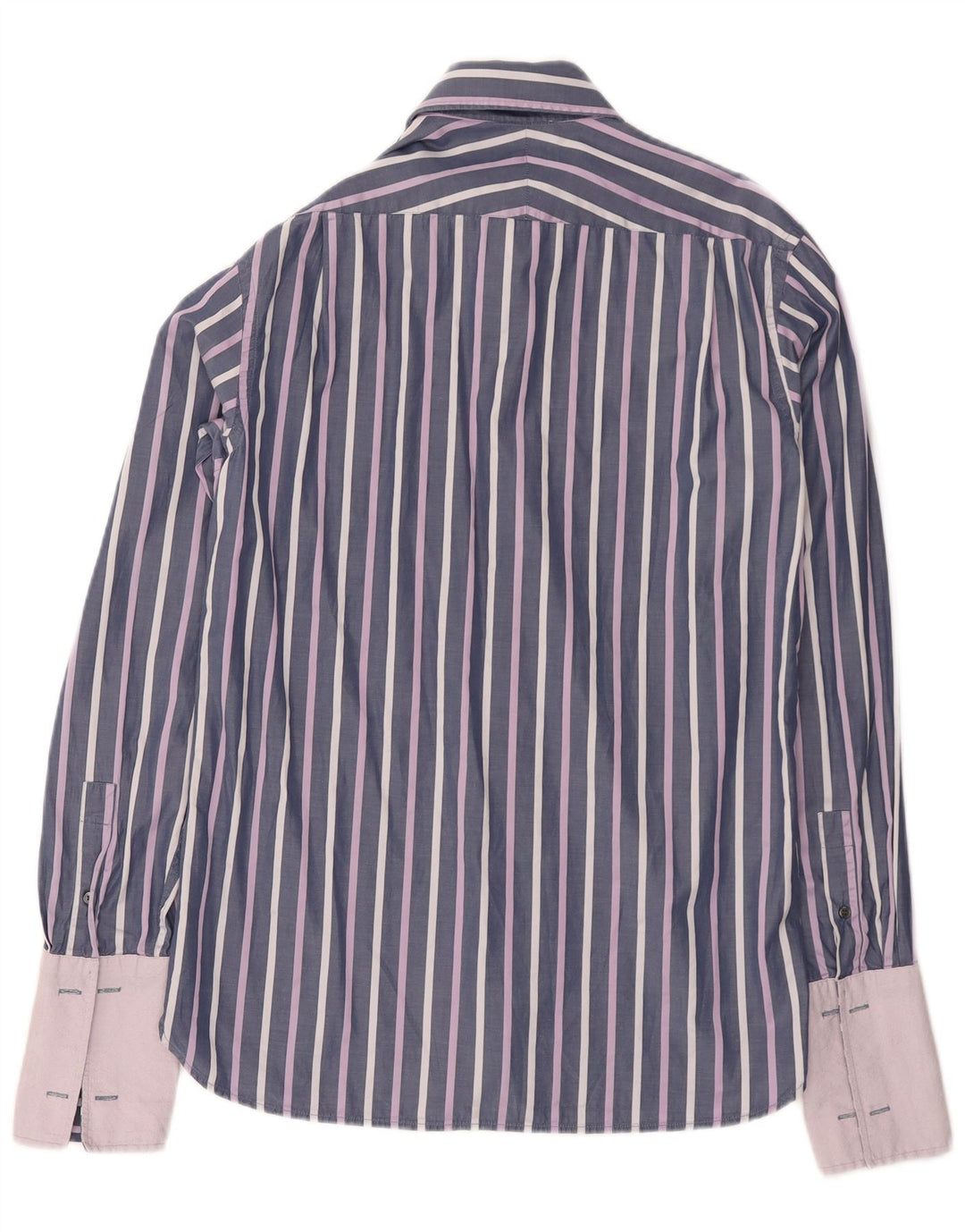 Camicia formale da uomo Ted Baker taglia 15 1/2 cotone gessato medio viola