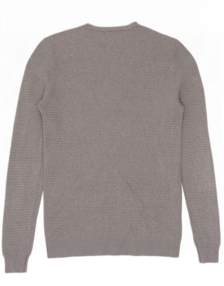 Maglione maglione girocollo da uomo Zara in cotone grigio medio