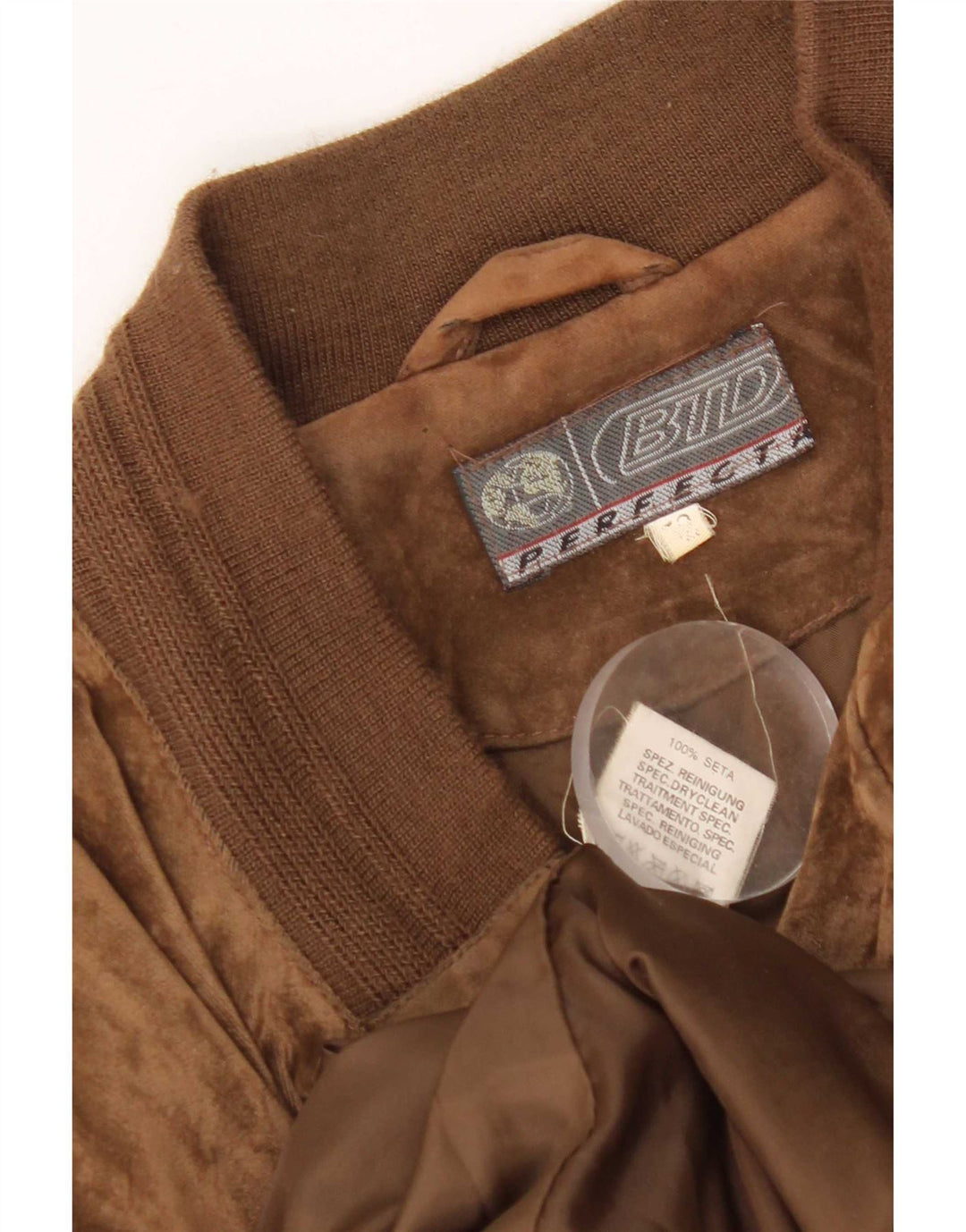 Giubbotto bomber vintage da uomo in velluto IT 52 XL in seta marrone
