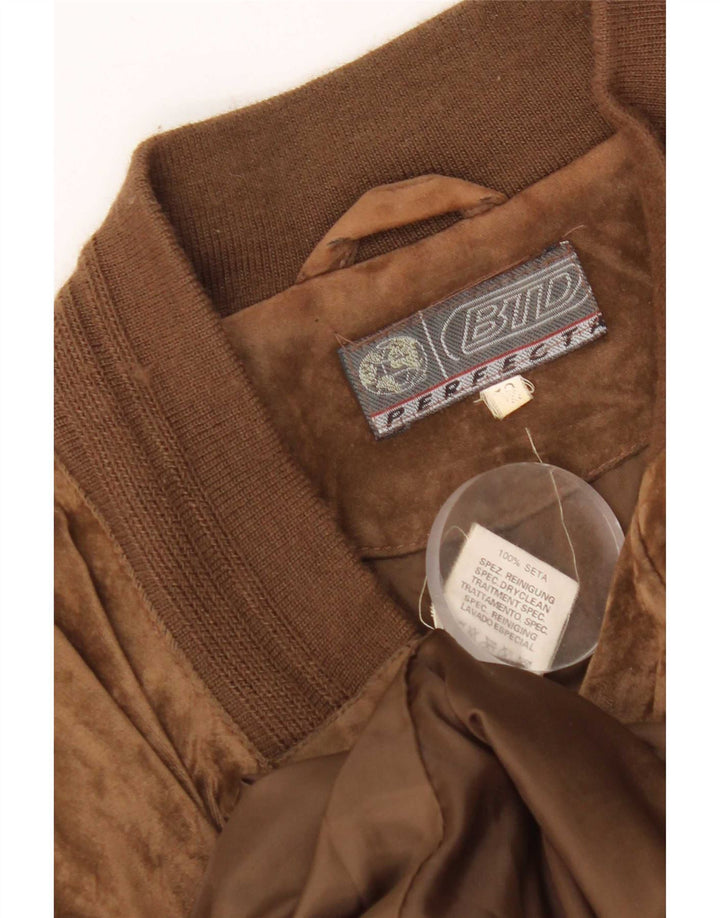 Giubbotto bomber vintage da uomo in velluto IT 52 XL in seta marrone