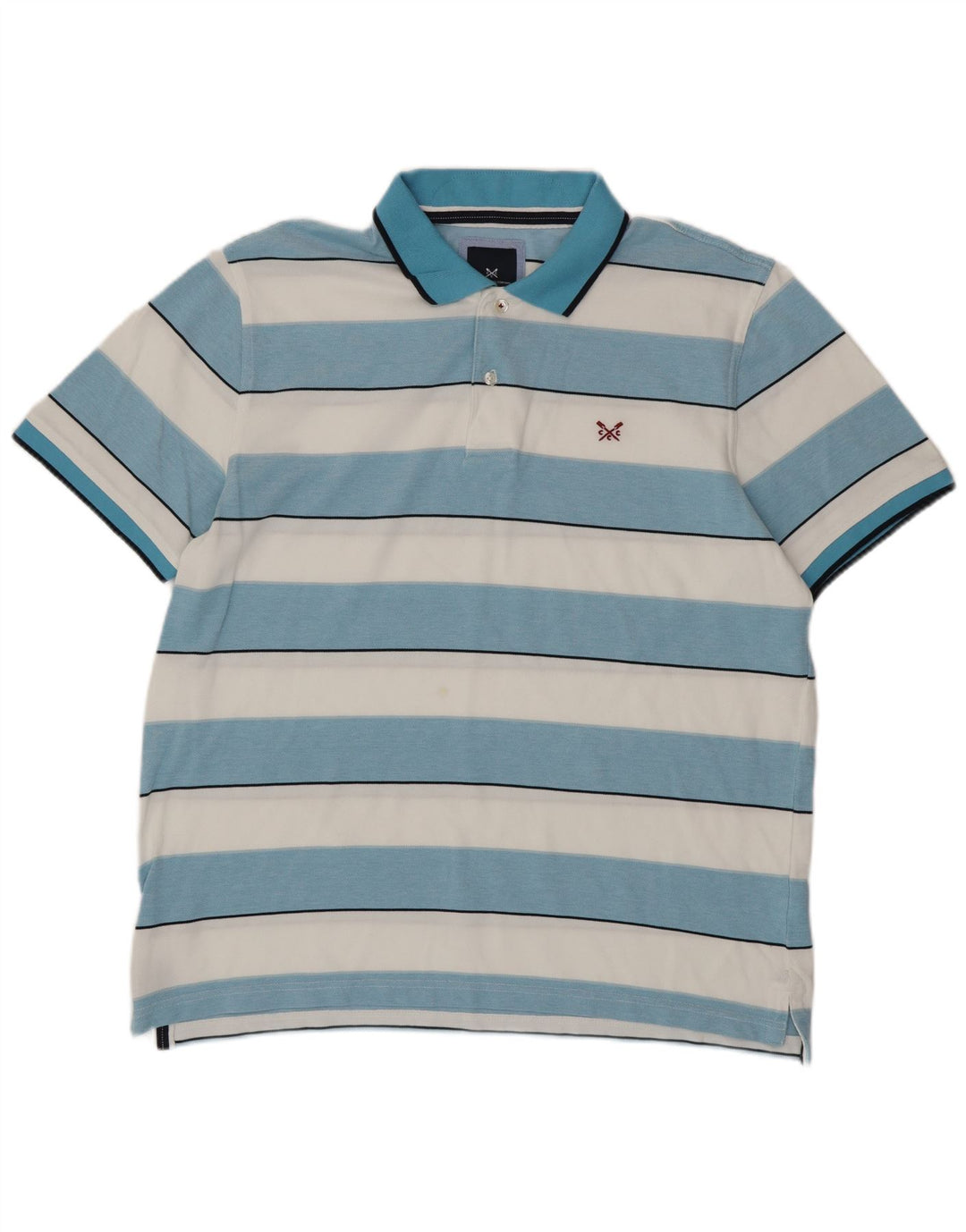CREW CLOTHING Polo da uomo 2XL in cotone a righe blu