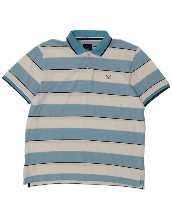 CREW CLOTHING Polo da uomo 2XL in cotone a righe blu