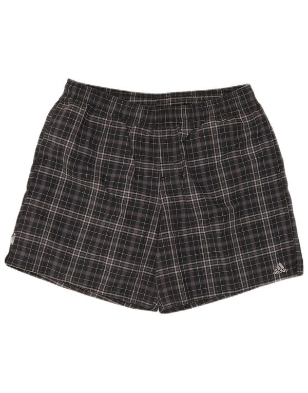 Pantaloncini da bagno da uomo ADIDAS grandi in poliestere a quadri neri