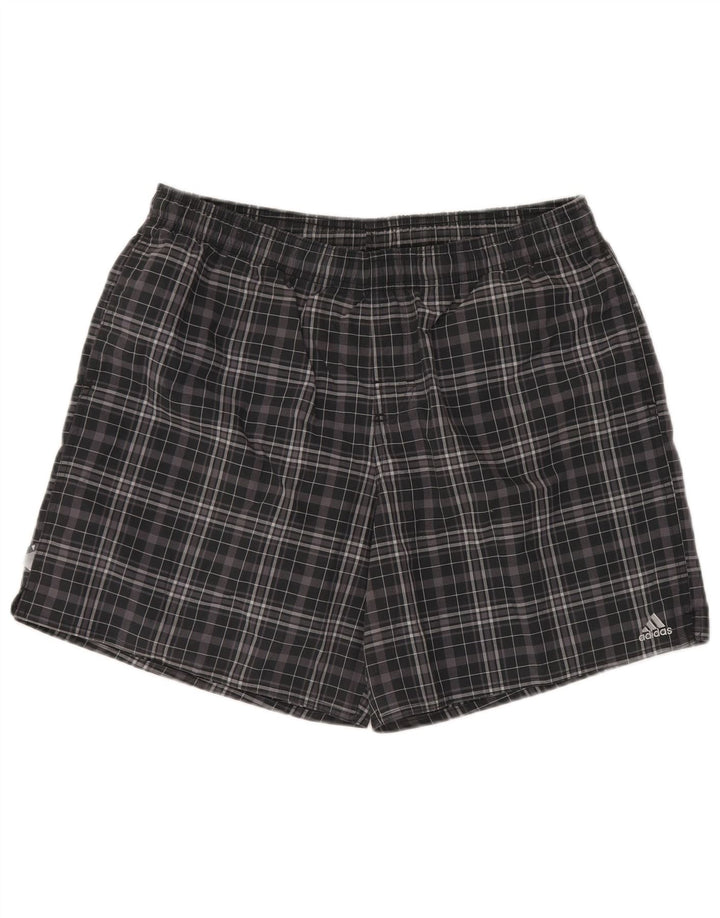 Pantaloncini da bagno da uomo ADIDAS grandi in poliestere a quadri neri