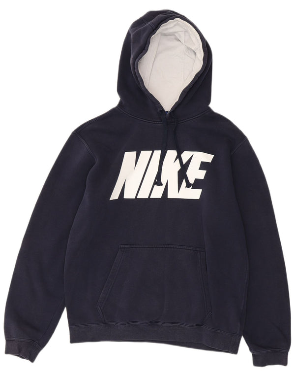 Felpa con cappuccio grafica Nike da uomo in cotone medio blu navy