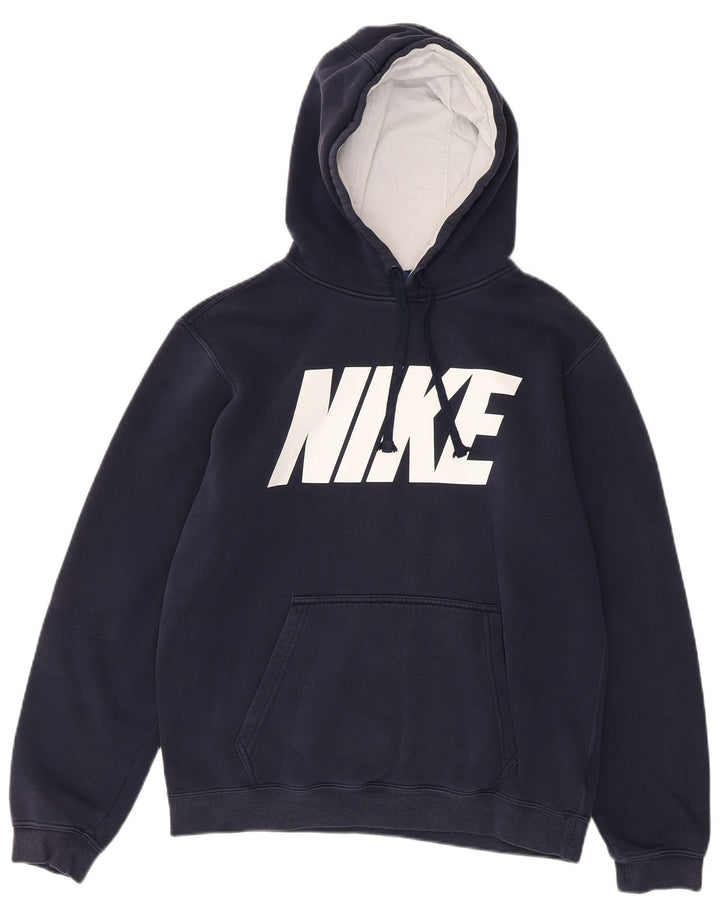 Felpa con cappuccio grafica Nike da uomo in cotone medio blu navy