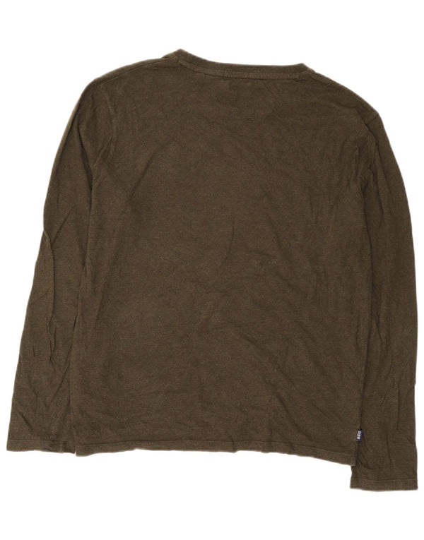 Top da uomo a maniche lunghe Superdry XL in cotone kaki