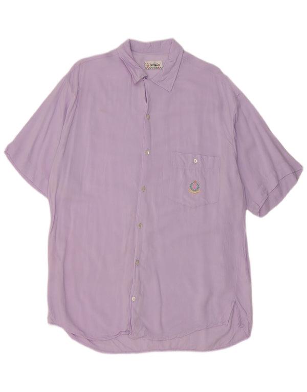 Camicia da uomo a maniche corte Stefanel Large in viscosa viola